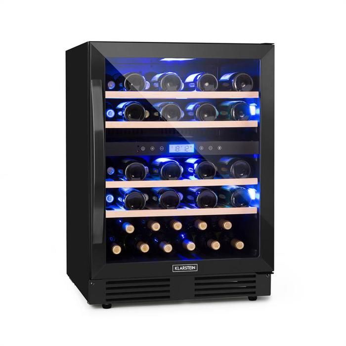 Cave à vin réfrigérée Klarstein Vinovilla Onyx43 - 129L/43 bouteilles - 2 zones de température - Klarstein