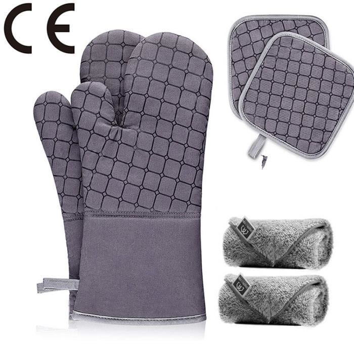 Gants De Four Doubles Marine LAFFAIR - Résistants à La Chaleur Silicone Antidérapant Cuisine Bleu Marine