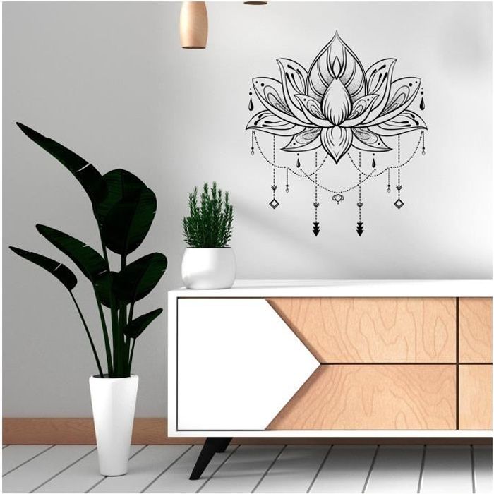 Ambiance-Live Sticker Mural Fleur de lotus Fuchsia 29 X 40 cm