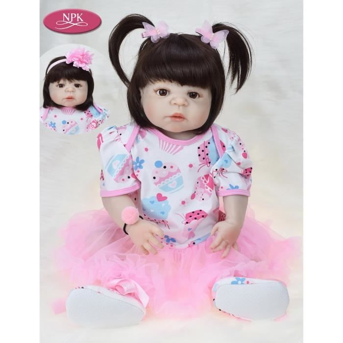 Poupée Bébé Fille Reborn En Silicone 50cm, Peinture 3d De Haute Qualité