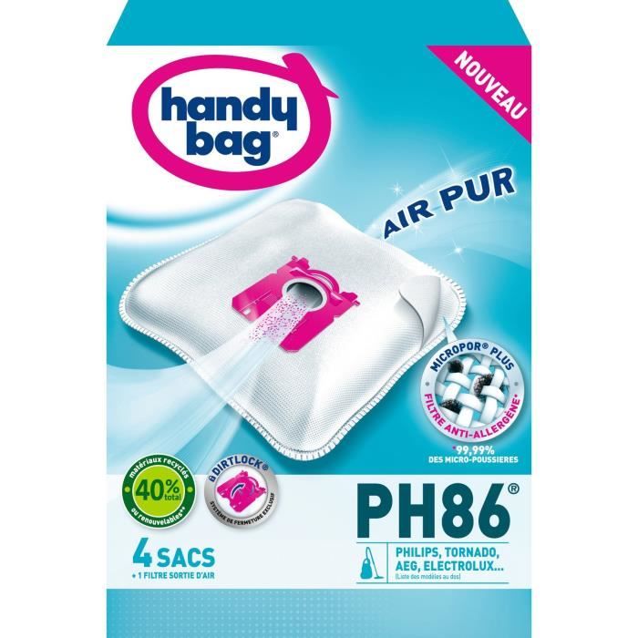 Sacs Aspirateur Handy Bag M49 - Compatibles Miele Et Hoover - Filtration 99,99% - Lot De 4 Sacs + Filtre
