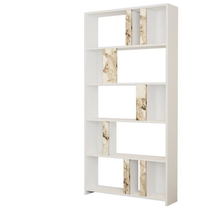 bibliothèque respenda 90x180cm bois blanc effet marbre