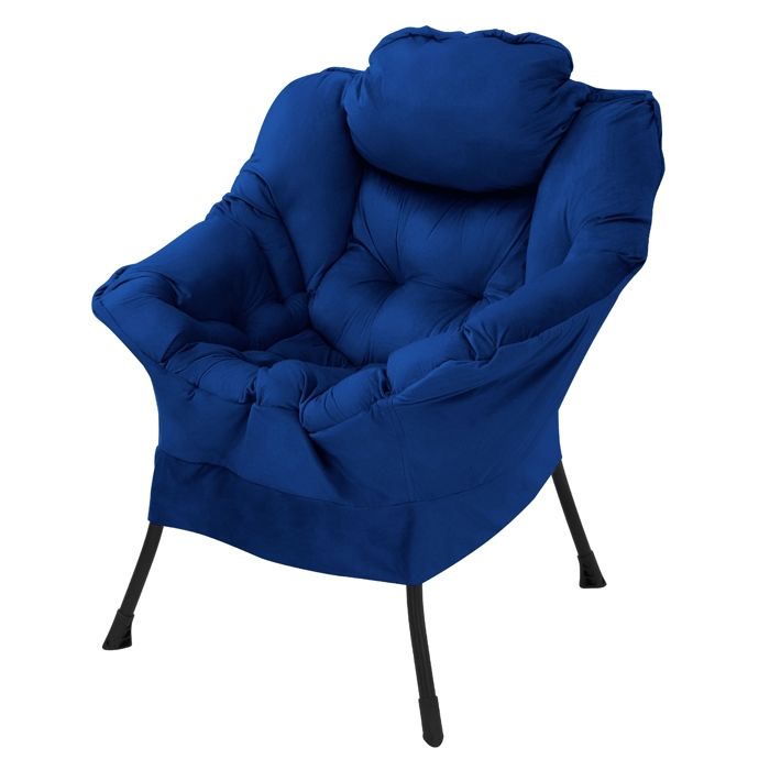 ML-Design Fauteuil relax bleu foncé Fauteuil de salon avec accoudoirs poche latérale Fauteuil télévision coussin Fauteuil lounge