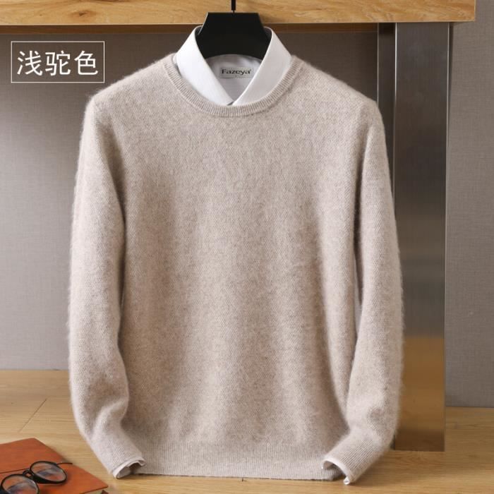 Pull Cachemire Vison Homme Col Châle Tricoté Chaud Business Décontracté