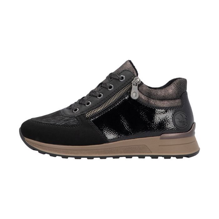 Sneaker - RIEKER - N1407-00 - Noir - Zip - Compensé 3 5 cm