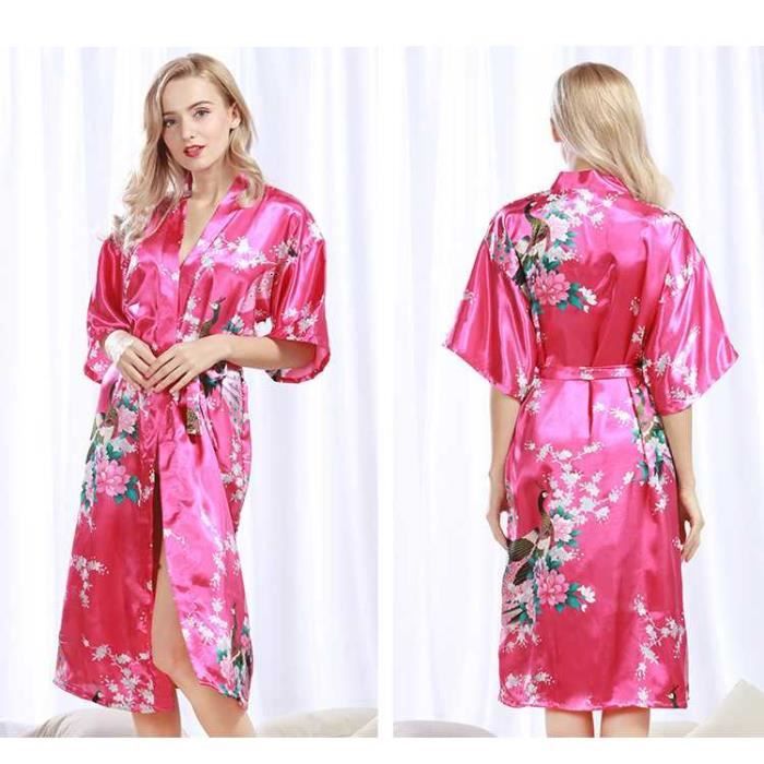 peignoir kimono femme en satin long