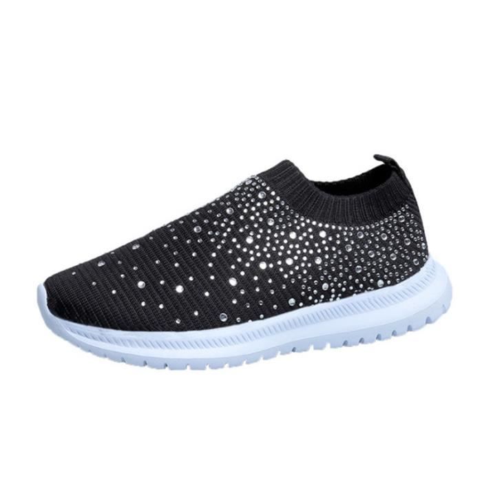 Baskets Grande taille Strass fashion JS Femme Noir Noir Cdiscount Chaussures