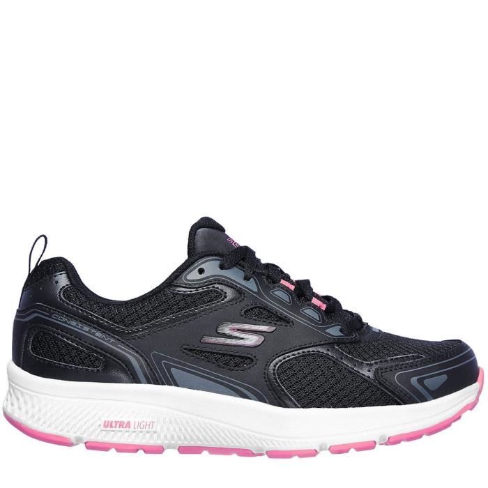 chaussures de course skechers consistent - femme - noir/rose - running
