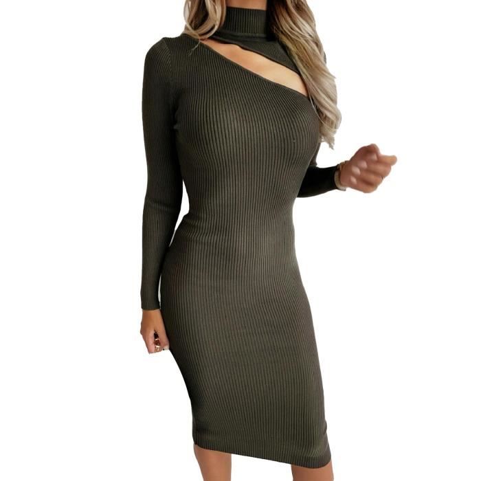 Robe Pull D'hiver Femme à Manches Longues - Tricotée Col Rond, Avec Poches, élégante Et Confortable Pour Automne/hiver