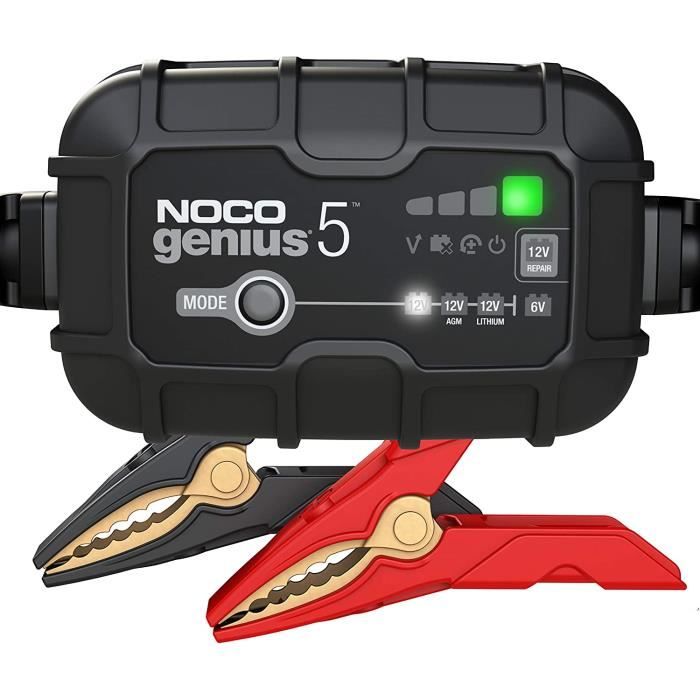 NOCO GENIUS5EU, Chargeur Intelligent Automatique de 5A, Chargeur de Batterie 6V et 12V, Mainteneur de Batterie
