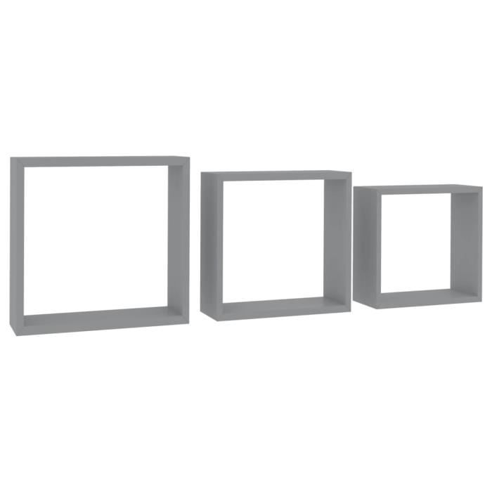 49331•soldes] excellent étagères murales sous forme de cube 3 pcs gris mdf - supersize:30x10x30 cm ,style rétro classique