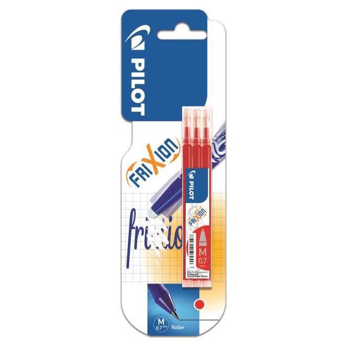 Pilot Frixion Ball Etui de 3 Rollers Encre Gel Thermosensible Pointe Moyenne Bleu