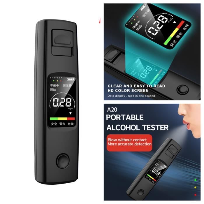 Alcootest Numérique LCD Mayybei Alcootest Électronique - Éthylomètre Capteur Semi-conducteur 20 Embouts Etylometre électronique Homologué