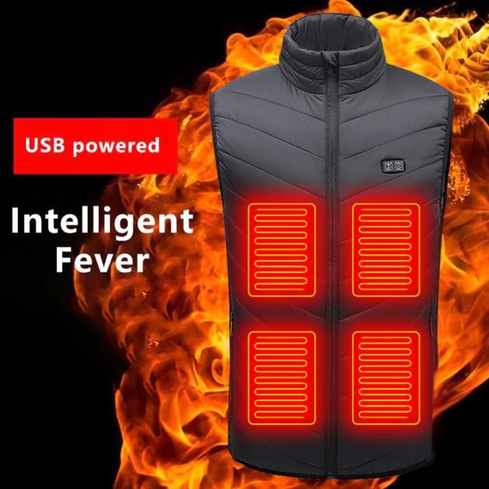 Gilet Chauffant Homme/femme - 9 Zones Chauffantes, 3 Niveaux De Température - Pour Randonnée, Ski, Travail En Extérieur - Fonctionne Avec Batterie Externe