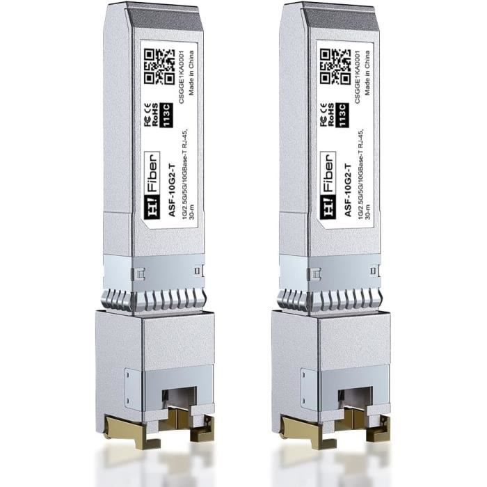 2 Pack 10Gb Sfp+ Rj45 Transceiver, Module Cuivre Ethernet Sfp+ 10 Gbase ...