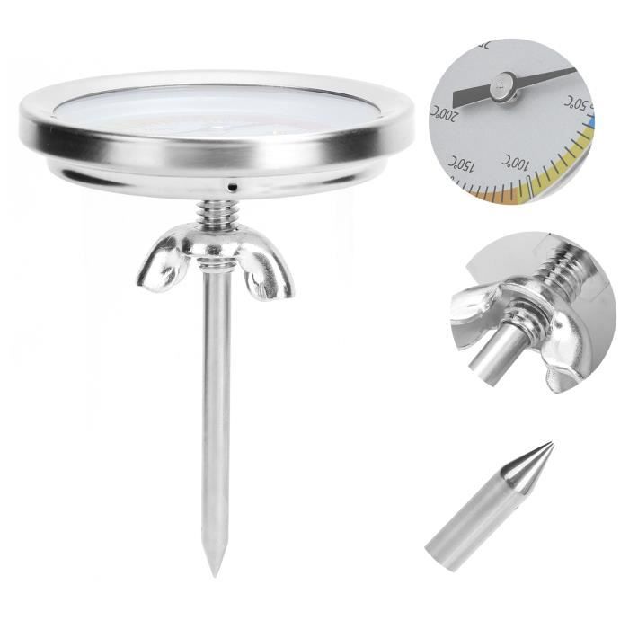 Thermomètre Barbecue Acier Inoxydable - Résistant Haute Température 10°C à 400°C - 7,5 Cm