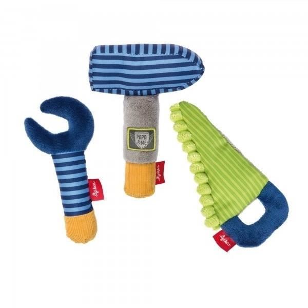 Jouet D'éveil Sigikid Papa & Me - Jeu D'outils De Préhension 3 Pièces (marteau, Scie, Hochet) Pour Bébé, En Coton Doux