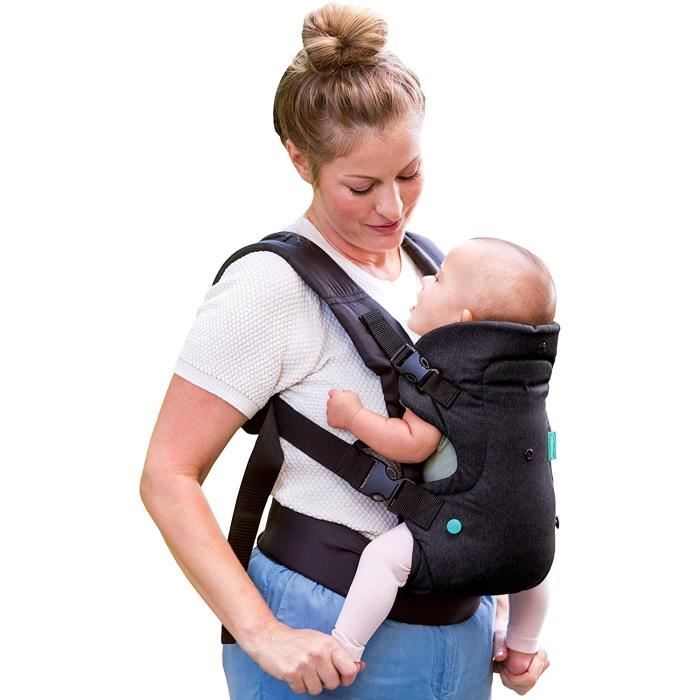 Infantino Baby Carrier Flip 4 in 1 denim black, Baby Carrier With Ergonomic Seat, Adjustable, Ventral or Dorsal Carry Mode - For29