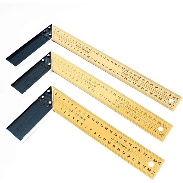 Équerre Menuisier Rapporteur D'angle Avec Traceur Central - Pour Bois, Métal, Plastique - Alliage Aluminium 45°/90°