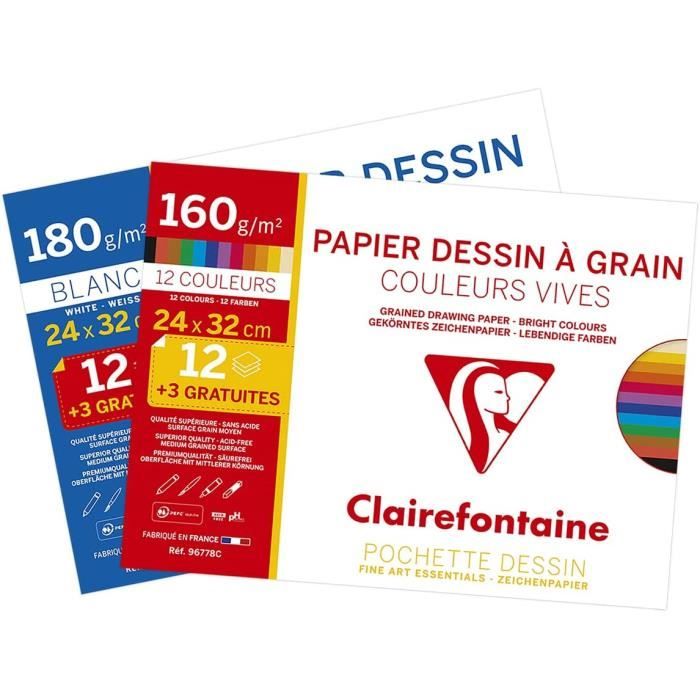 Clairefontaine Bloc papier dessin à Grain, A5, 180 g/m2