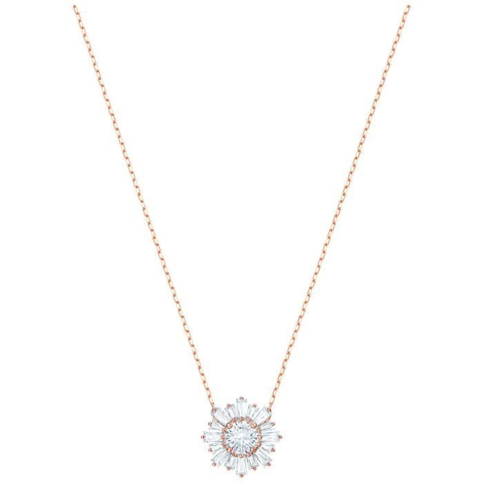 Sautoir - Collier - Pendentif Swarovski Sunshine rosé - Matière:Plaqué