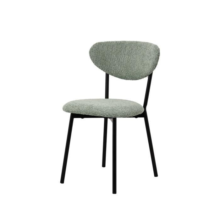 Chaise bouclette verte - Table Passion - Salle à manger - Métal - Tissu - Contemporain - Design