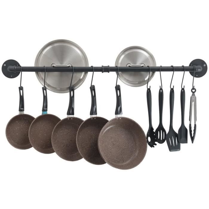 Kingrack Cuisine Support Mural,barre de suspension,Porte-Casseroles Mural de Suspension,Porte-Casserole Mural,Barre Ustensile,Porte-Casseroles Mural de Suspension,570mm x 1