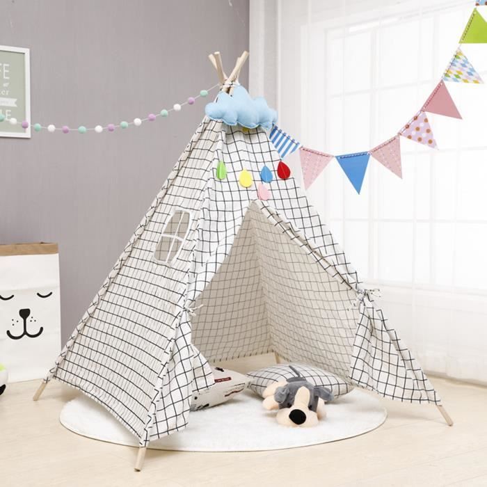 Tente De Jeu Tipi Indian Pour Enfants Bebe Chambre Princesse Carreau Cdiscount Jeux Jouets