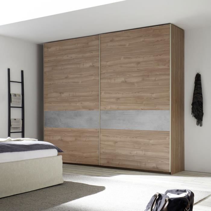 Armoire 2 Portes Coulissantes Noyer Clair Ciment Aniece L 275 X L 64 X H 248 Achat Vente Armoire De Chambre Armoire 2 Portes Coulissantes Soldes Sur Cdiscount Des Le 20 Janvier Cdiscount