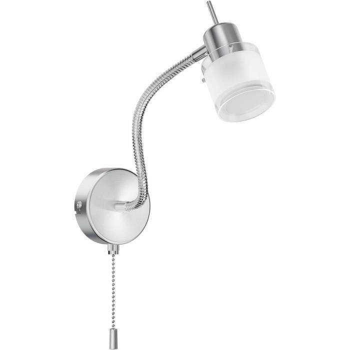 Applique murale nickel mat Lampe de lit Lampe de lecture LED flexible col de cygne Applique murale, 4,5W 530lm blanc chaud, LxH 4x40 cm Applique murale nickel mat Lampe de lit Lampe de lecture LED flexible col de cygne Applique murale, 4,5W 530lm blanc chaud, LxH 4x40 cm
