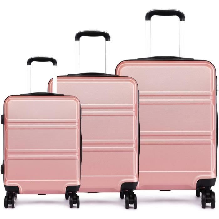 Ensemble 3 Valises Rigides Roulettes Pivotantes Matériau Abs