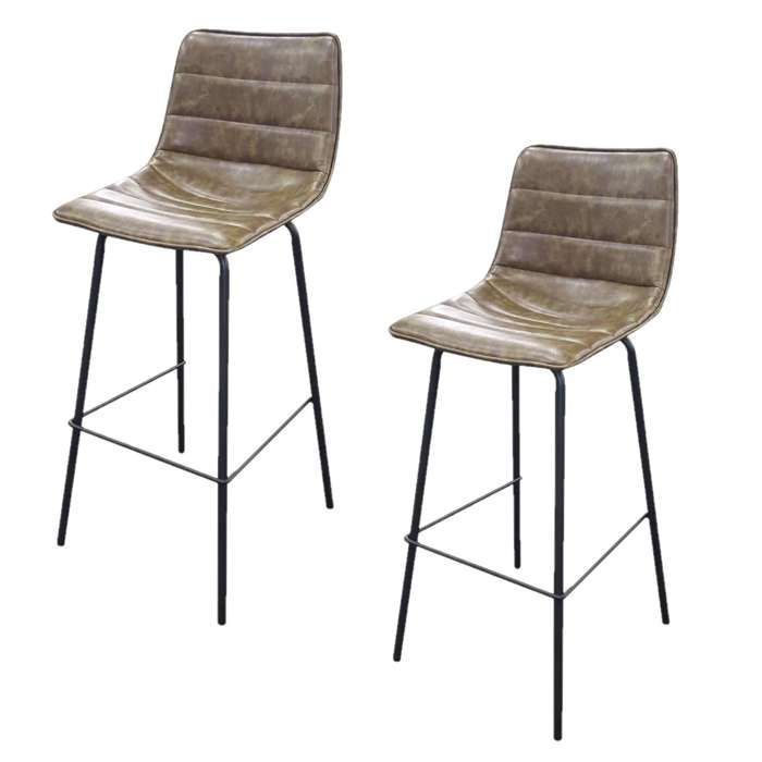Toilinux - Lot de 2 Tabourets de bar design industriel Brooklyn - Kaki Toilinux - Lot de 2 Tabourets de bar design industriel Brooklyn - Kaki