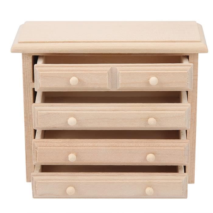 Armoire Maison De Poupée 1:12 – Miniature En Bois Blanc à Fleurs Avec Portes Magnétiques