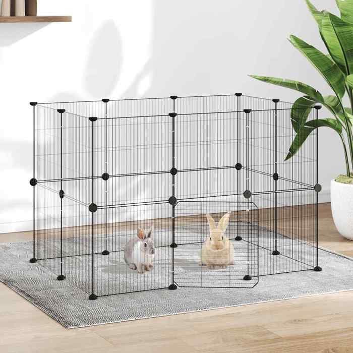 Comparer les prix de 3114043  vidaXL Cage animaux de compagnie à 20 panneaux et porte Noir 35x35 cm