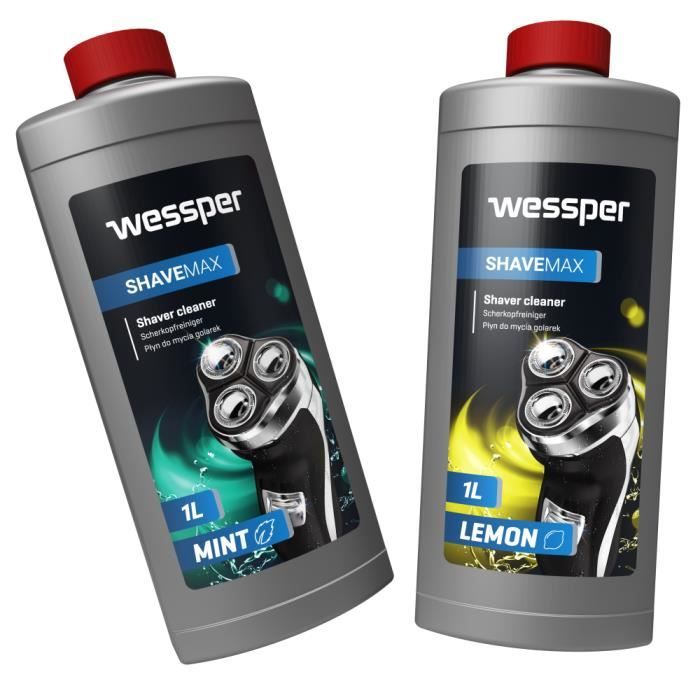 Liquide de nettoyage Wessper ShaveMax Lemon et Wessper ShaveMax Menthe 2 x 1000ml pour rasoirs