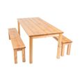 Salon de jardin en bois - CEMONJARDIN - Table + 2 bancs - 8 places-1