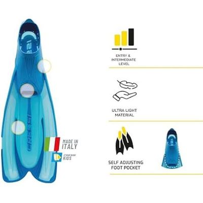 Cressi Agua Palmes Auto-Réglables Plongée Snorkeling Natation - Adultes Et Enfants - Fabriqué En Italie