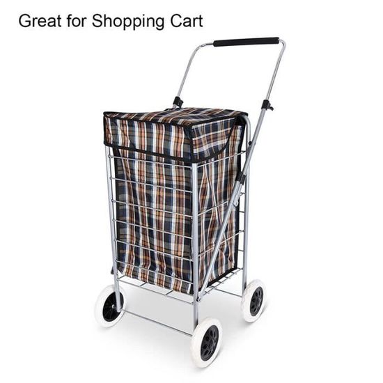 Housse De Rechange Légère Pour Chariot De Courses Grand Modèle - Noir - Poche Zippée - Poids 0,5 Kg - Protection Et Personnalisation