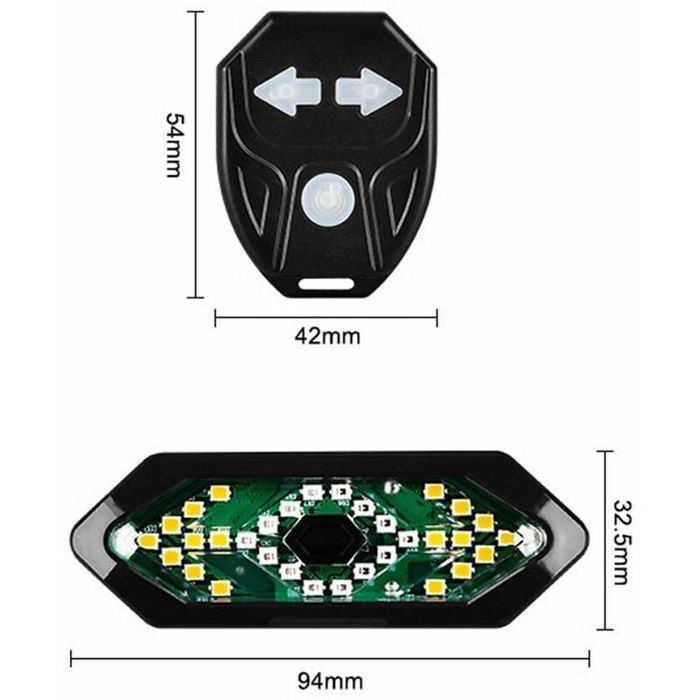 Clignotants Vélo LED 85 Lm – Télécommande Gauche/droite/stop, IPX6, USB