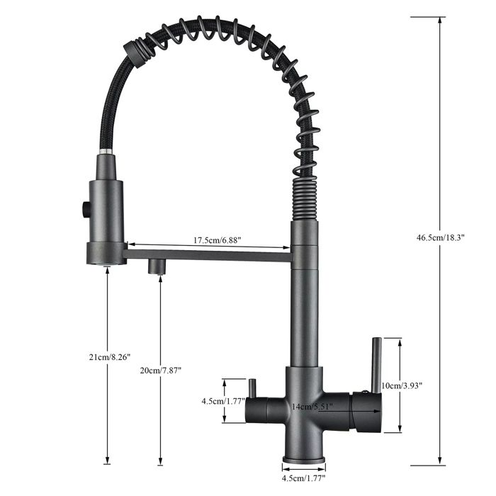 Mitigeur de cuisine simple 3 voies Eau chaude/eau froide/eau filtrée Chromé