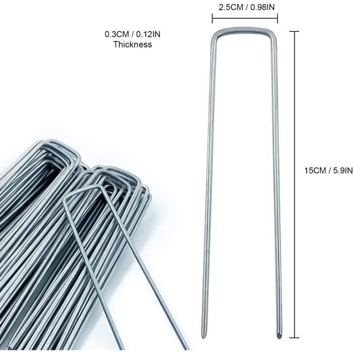ZVD 50 Piquets De Jardin Ave Rondelles, Piquets De Fixation En Acier Galvanise Pour Baches Agraphes De Fixation De Toile De Paillage Piquets Galvanise 88767727