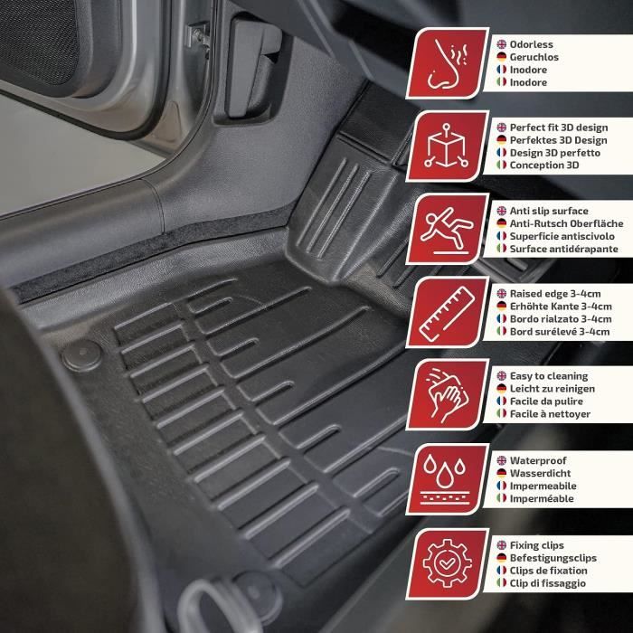 Tapis De Coffre Caoutchouc Toyota Prado 5 Places 2014-2016 - Protection Antidérapante Bord Haut - Inodore Et étanche