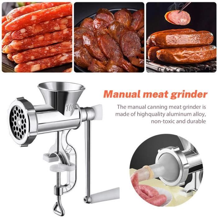 Hachoir à Viande Manuel Jiawu En Alliage Aluminium - Avec Lames Inox Pour Viande, Saucisses, Légumes - 10