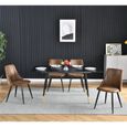 MEUBLES COSY Lot de 4 chaises de salle à manger rétro, style industriel, en tissu suédine, pieds en métal noir-2