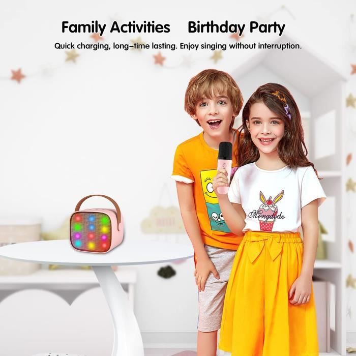 Machine Karaoké pour Enfants 2 Micros Sans Fil Bluetooth - Haut-parleur