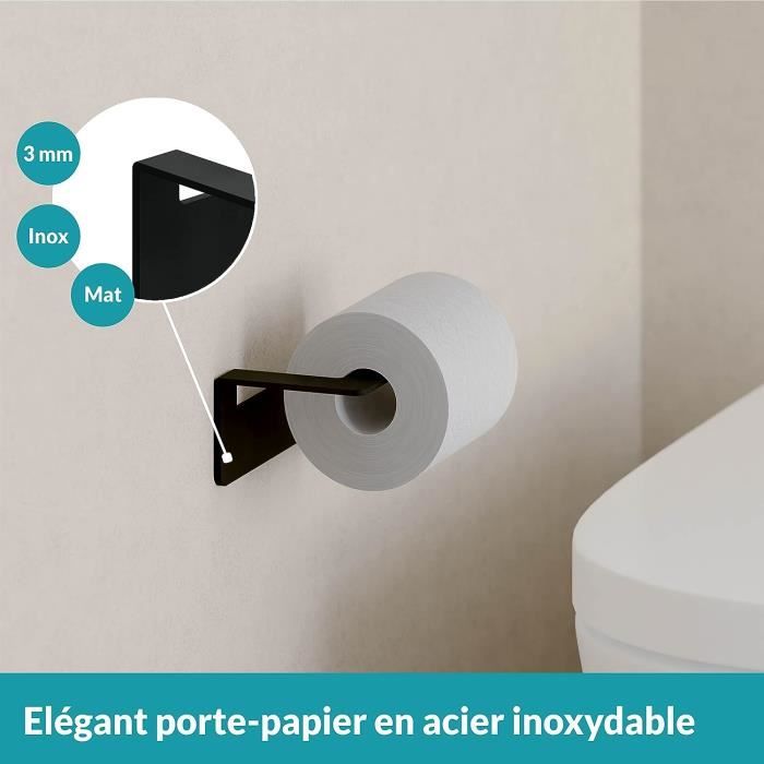 Porte Papier WC Toilette Rouleau Mural Acier Inox Noir avec