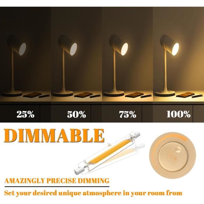 Ampoule LED R7S 50W Lumière chaude Dimmable 3000k Double Extrémité
