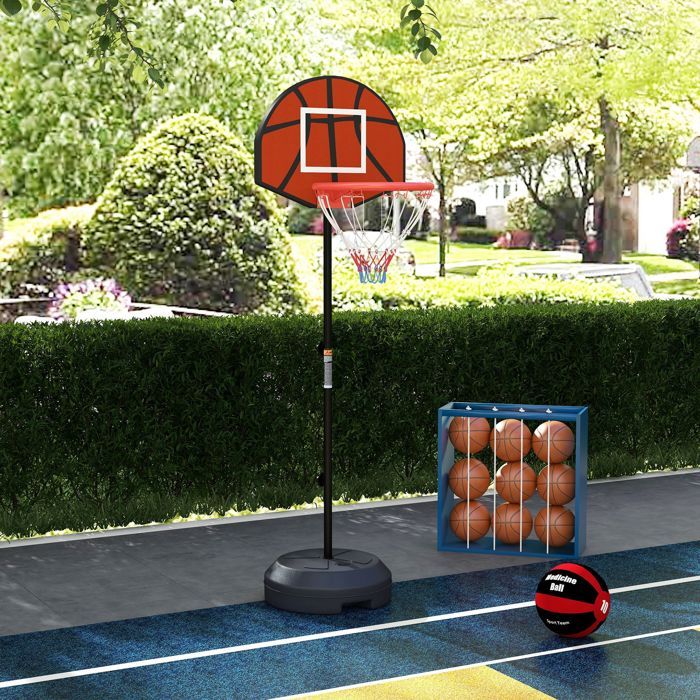 SPORTNOW Basketbalkorf, in hoogte verstelbaar van 293-350 cm, draagbare