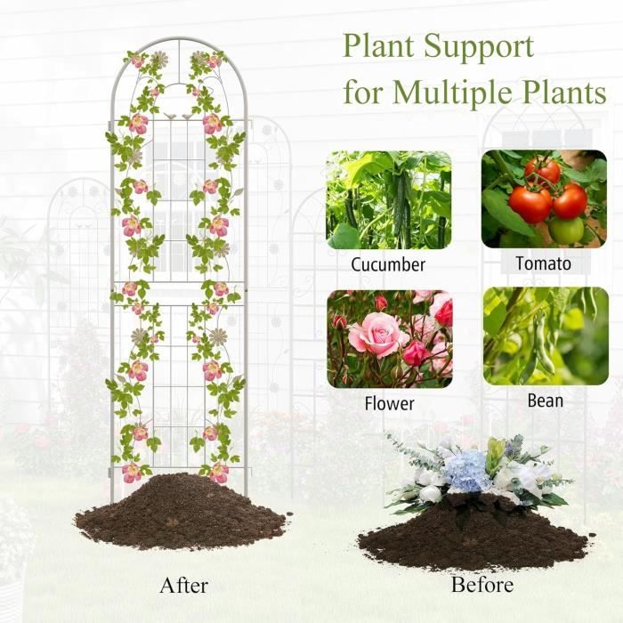Lot De 2 Treillis En Métal Pour Plantes Grimpantes - Support Décoratif 31,5 X 14,5 Cm Pour Intérieur Et Extérieur