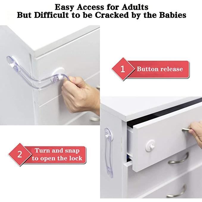 8 Pièces Sécurité Bébé - Verrous Placards + Butées Porte, Adhésif Puissant, Installation Sans Outils, Protection Enfants